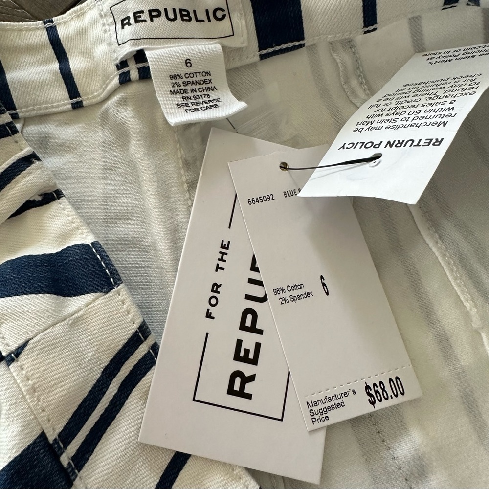For The Republic Bluewhite Wide Leg Striped Jeans | Color: Blue/White | Size: 6 - Picture 7 of 12